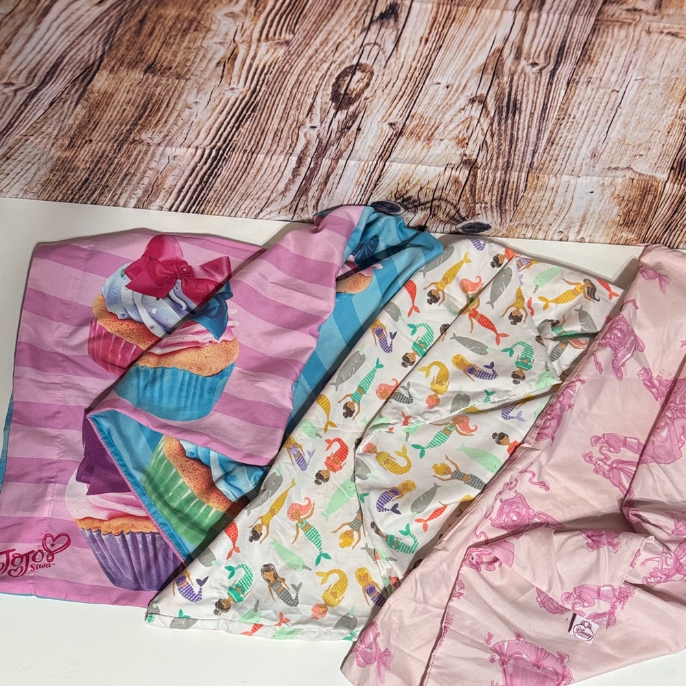 3 pillowcases- JoJo Siwa, Mermaid, and Pink Disney Princess